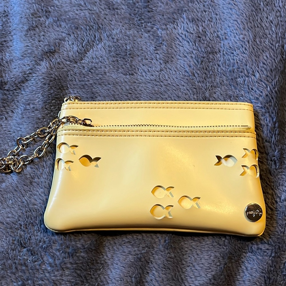 Yellow Wallet with Fish Cutouts